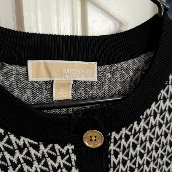 Michael Kors Black and White Logo Knit Cardigan - Picture 4 of 4